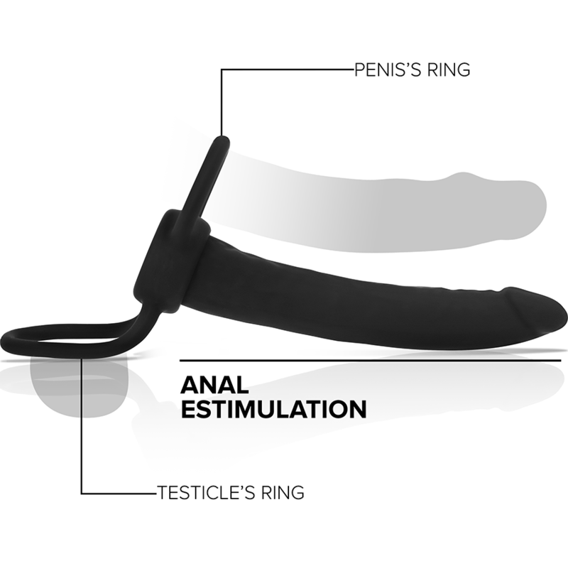 MYTHOLOGY - COBI ONYX ANAL DILDO WITH COCK AND TESTICLE RING 13 SILICONE CM - Amore24