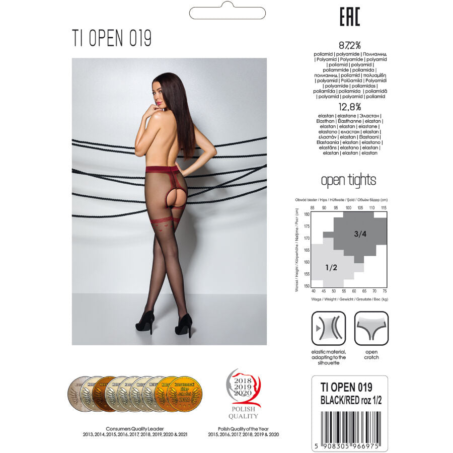 PASSION - TIOPEN 019 BLACK/RED TIGHTS 3/4 20 DEN - Amore24