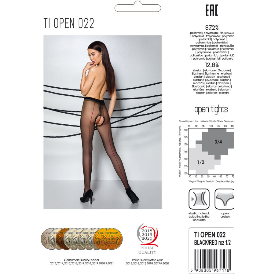 PASSION - TIOPEN 022 BLACK/RED TIGHTS 3/4 20 DEN - Amore24