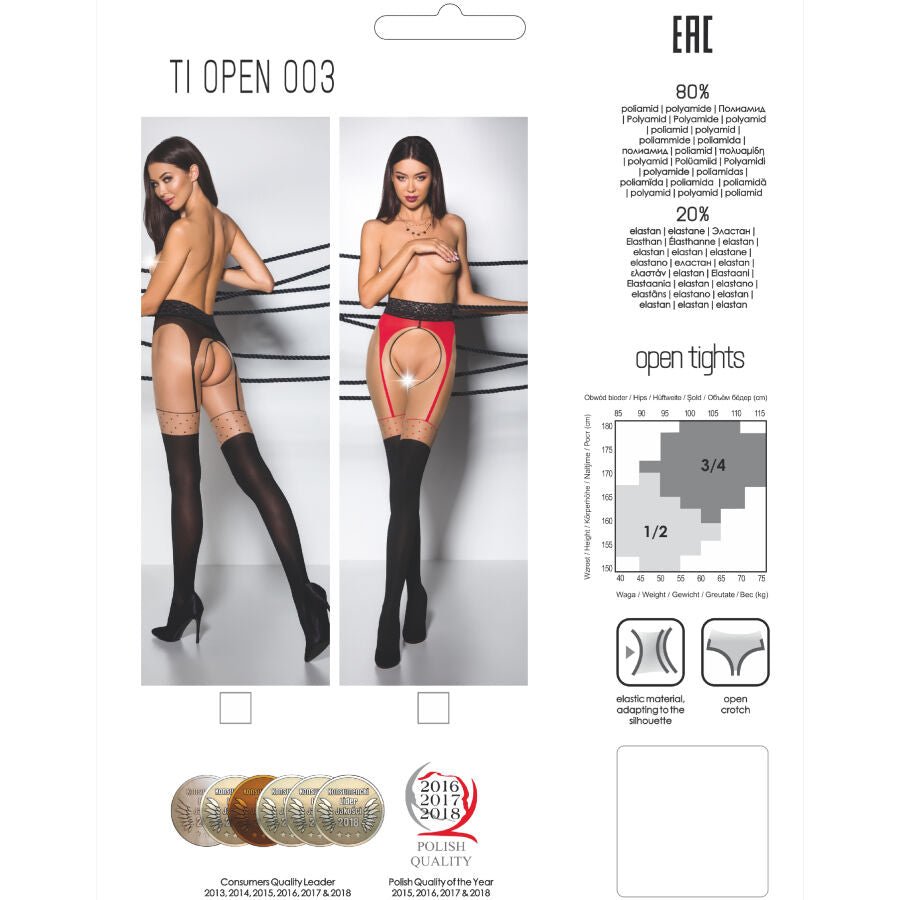 PASSION - TIOPEN 003 RED TIGHTS 3/4 20/40 DEN - Amore24
