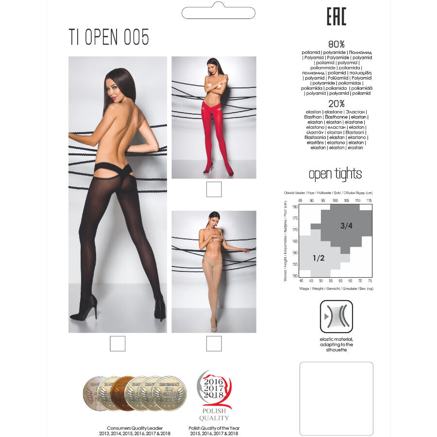 PASSION - TIOPEN 005 RED TIGHTS 3/4 60 DEN - Amore24