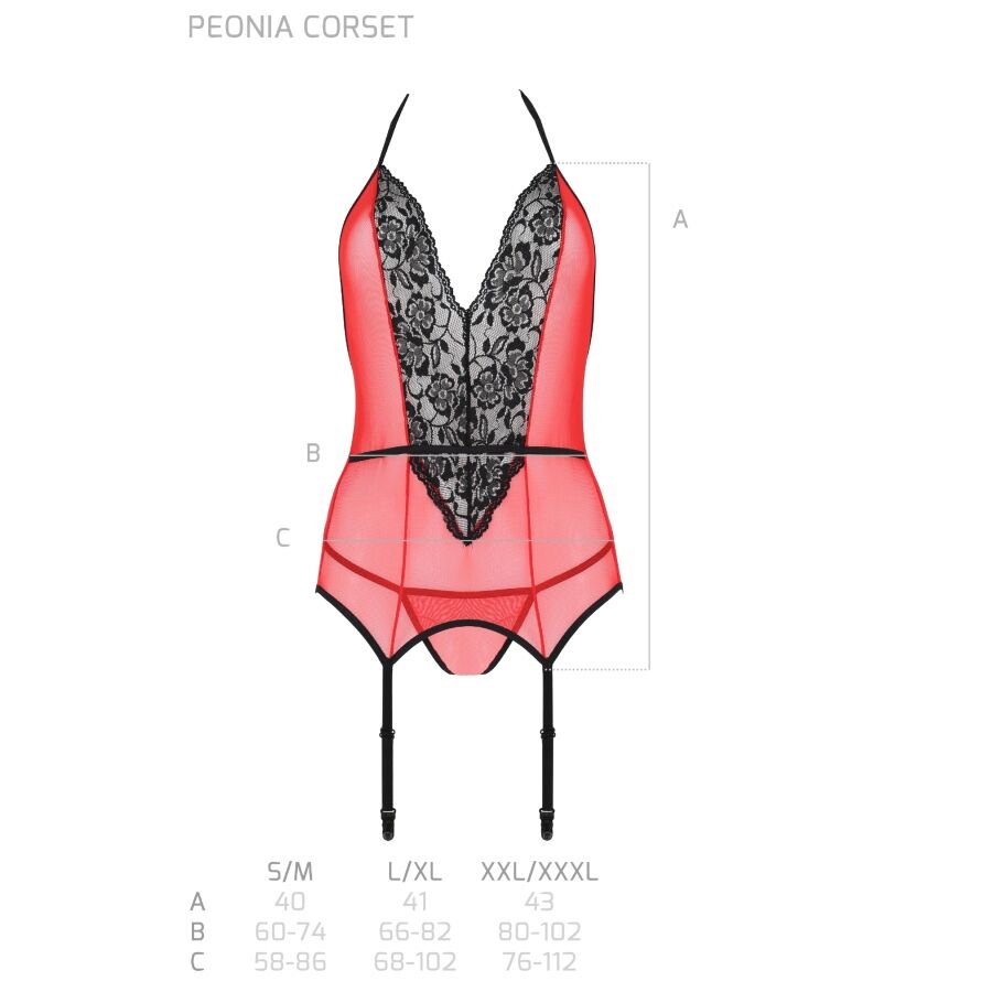 PASSION - PEONIA CORSET EROTIC LINE RED S/M - Amore24