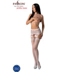 PASSION - S027 WHITE STOCKINGS WITH GARTER ONE SIZE - Amore24
