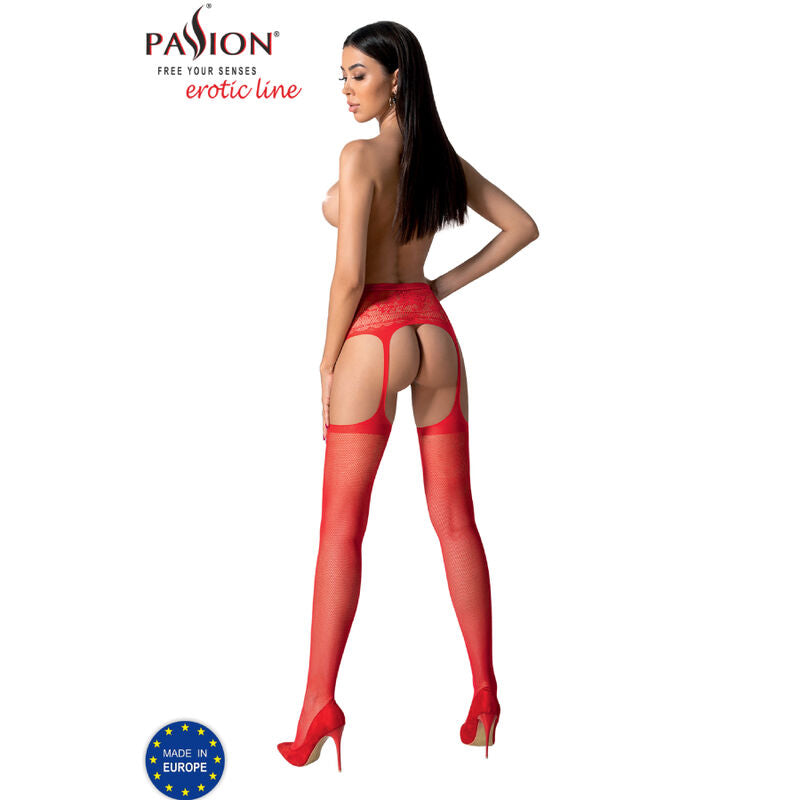 PASSION - S028 WHITE STOCKINGS WITH GARTER ONE SIZE - Amore24