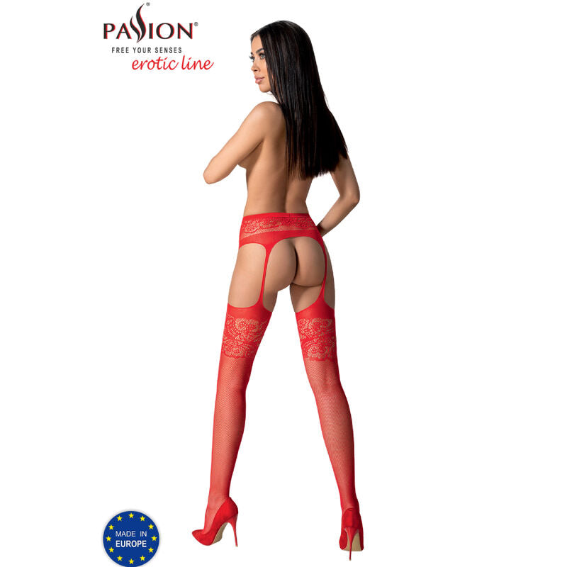 PASSION - S029 WHITE STOCKINGS WITH GARTER ONE SIZE - Amore24