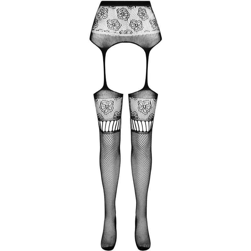 PASSION - S030 WHITE STOCKINGS WITH GARTER ONE SIZE - Amore24