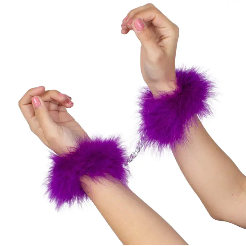 SECRETPLAY - PURPLE MARABOU HANDCUFFS - Amore24