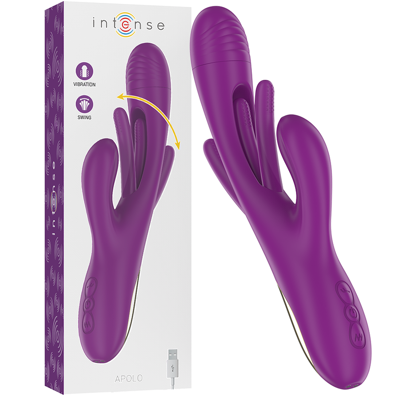 INTENSE - APOLO RECHARGEABLE MULTIFUNCTION VIBRATOR 7 VIBRATIONS WITH SWINGING MOTION PURPLE - Amore24