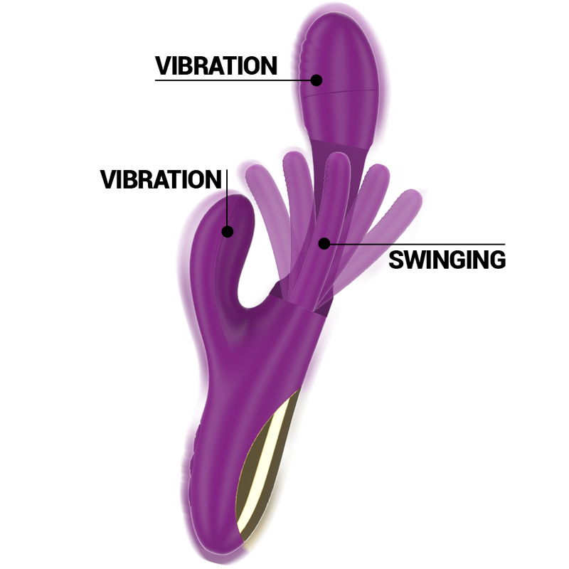 INTENSE - APOLO RECHARGEABLE MULTIFUNCTION VIBRATOR 7 VIBRATIONS WITH SWINGING MOTION PURPLE - Amore24