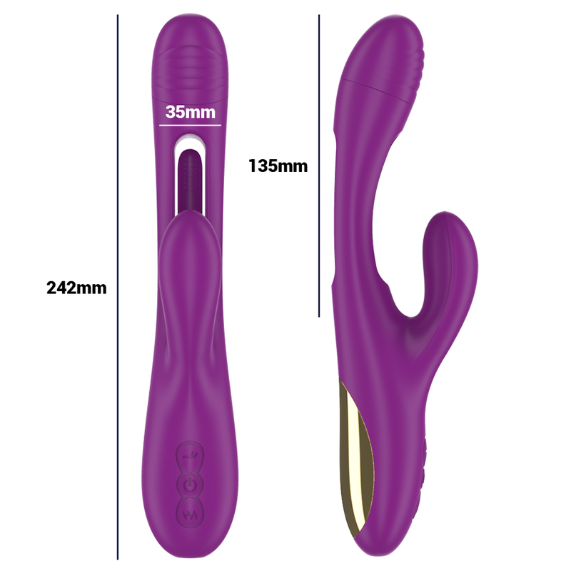 INTENSE - APOLO RECHARGEABLE MULTIFUNCTION VIBRATOR 7 VIBRATIONS WITH SWINGING MOTION PURPLE - Amore24