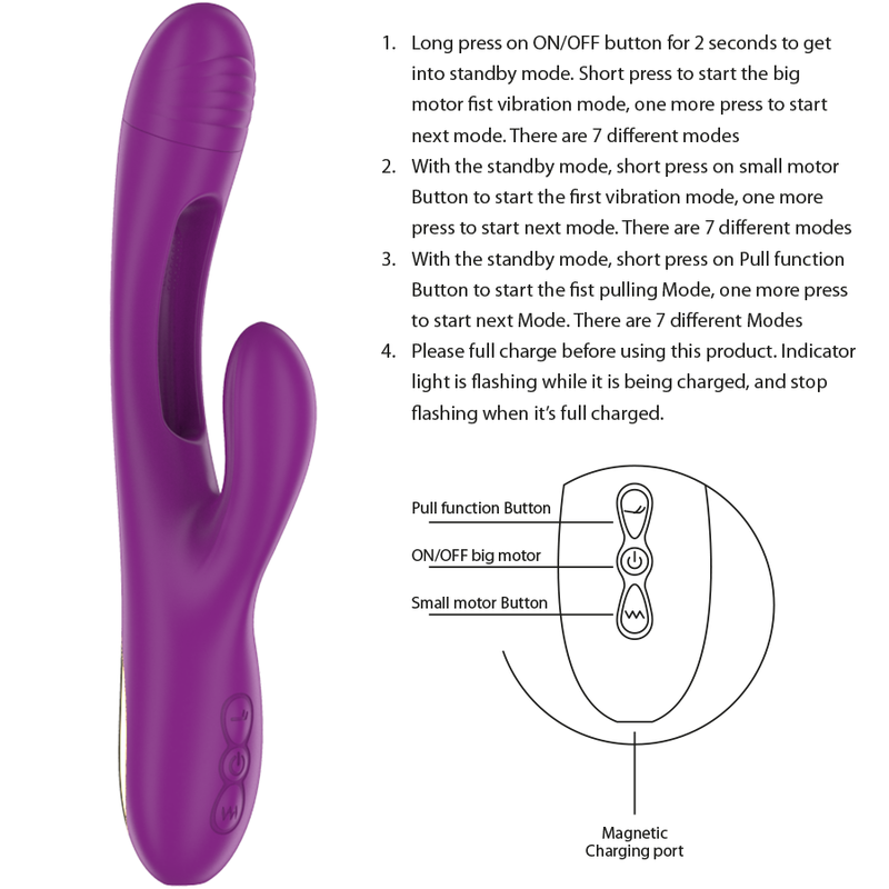 INTENSE - APOLO RECHARGEABLE MULTIFUNCTION VIBRATOR 7 VIBRATIONS WITH SWINGING MOTION PURPLE - Amore24