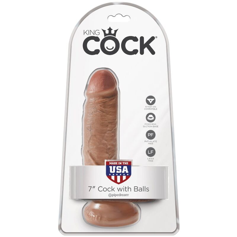 KING COCK - REALISTIC PENIS WITH BALLS 13.2 CM CARAMEL - Amore24