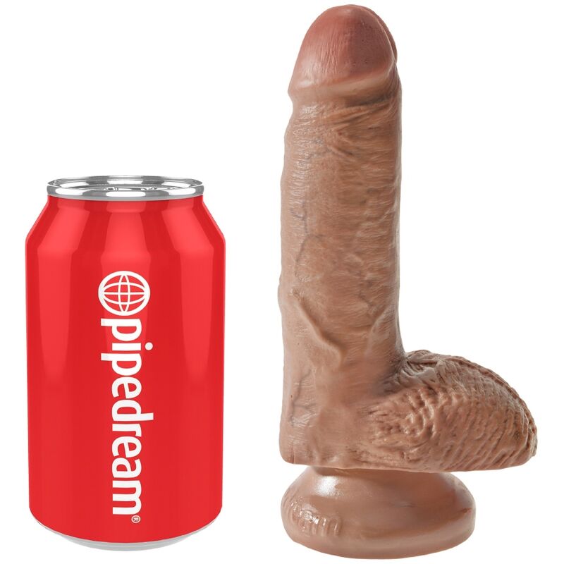 KING COCK - REALISTIC PENIS WITH BALLS 13.2 CM CARAMEL - Amore24