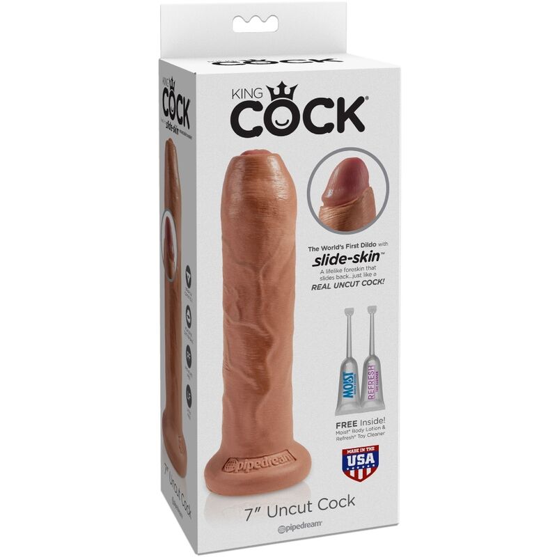 KING COCK - UNCUT REALISTIC PENIS 17.8 CM CARAMEL - Amore24