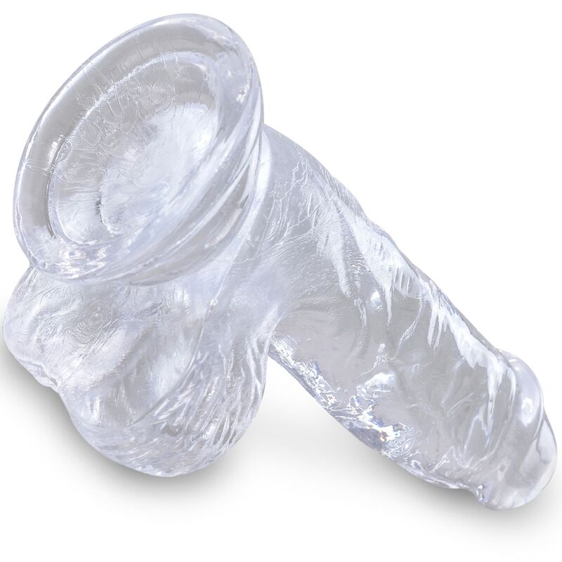 KING COCK - CLEAR REALISTIC PENIS WITH BALLS 10.1 CM TRANSPARENT - Amore24