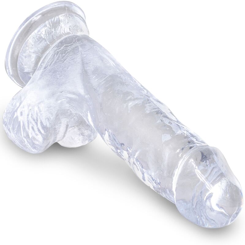 KING COCK - CLEAR REALISTIC PENIS WITH BALLS 10.1 CM TRANSPARENT - Amore24