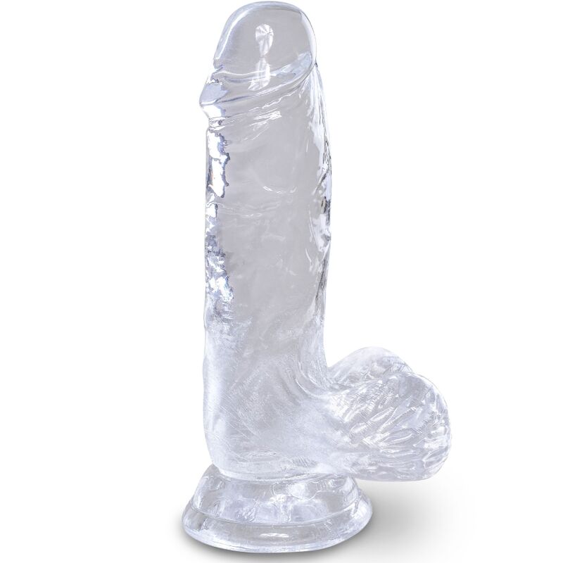 KING COCK - CLEAR REALISTIC PENIS WITH BALLS 10.1 CM TRANSPARENT - Amore24
