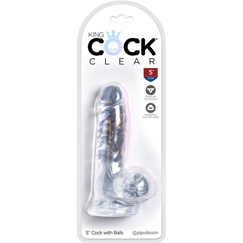 KING COCK - CLEAR REALISTIC PENIS WITH BALLS 10.1 CM TRANSPARENT - Amore24