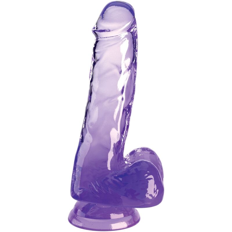 KING COCK - CLEAR REALISTIC PENIS WITH BALLS 13.5 CM PURPLE - Amore24