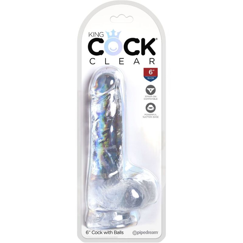 KING COCK - CLEAR REALISTIC PENIS WITH BALLS 13.5 CM TRANSPARENT - Amore24
