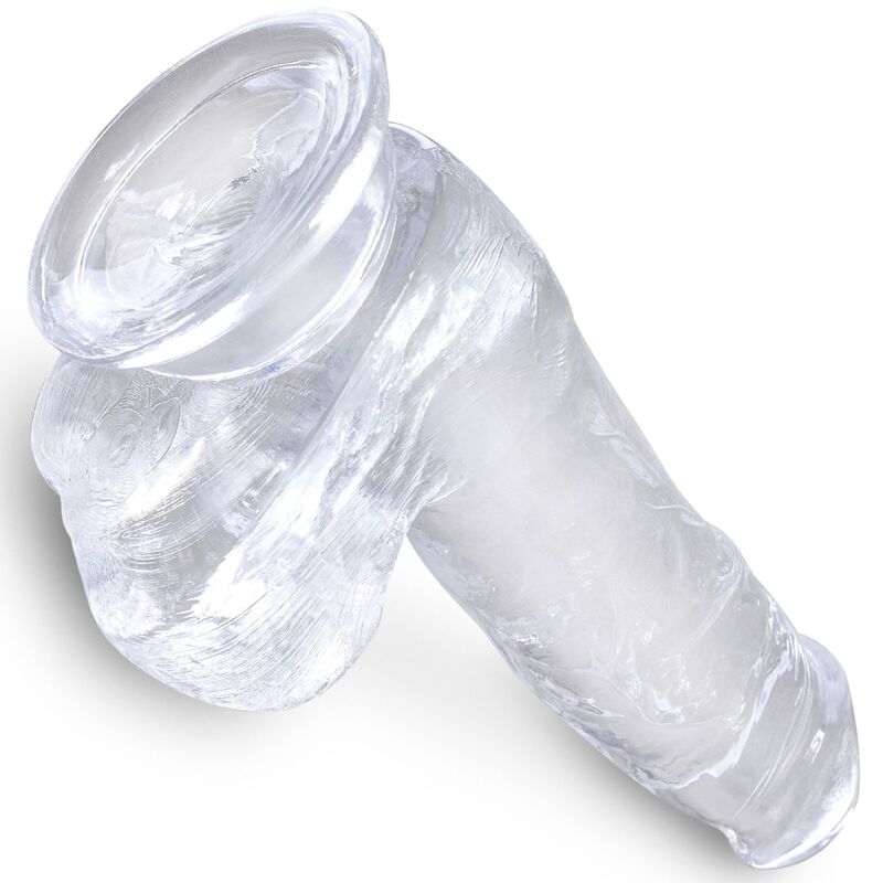 KING COCK - CLEAR REALISTIC PENIS WITH BALLS 13.5 CM TRANSPARENT - Amore24