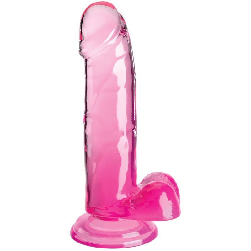 KING COCK - CLEAR REALISTIC PENIS WITH BALLS 15.2 CM PINK - Amore24