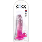 KING COCK - CLEAR REALISTIC PENIS WITH BALLS 15.2 CM PINK - Amore24