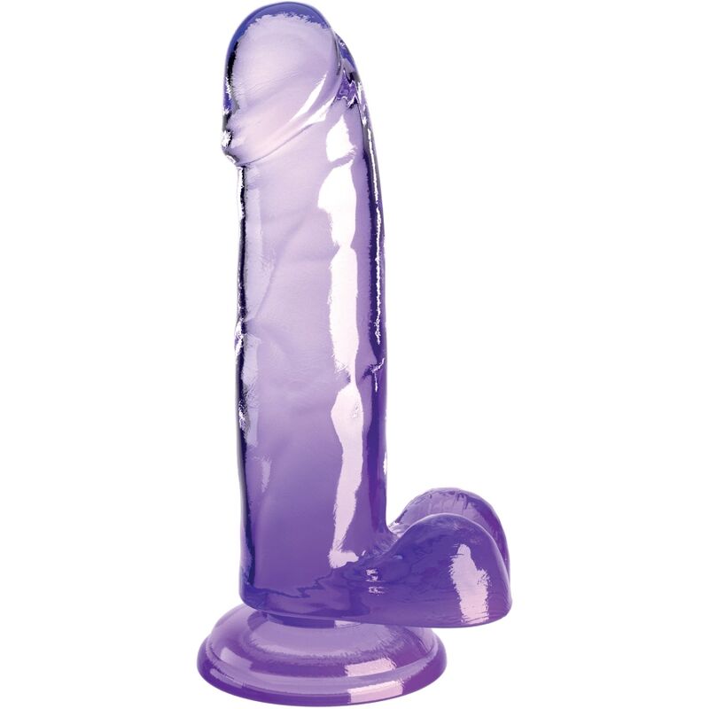 KING COCK - CLEAR REALISTIC PENIS WITH BALLS 15.2 CM PURPLE - Amore24