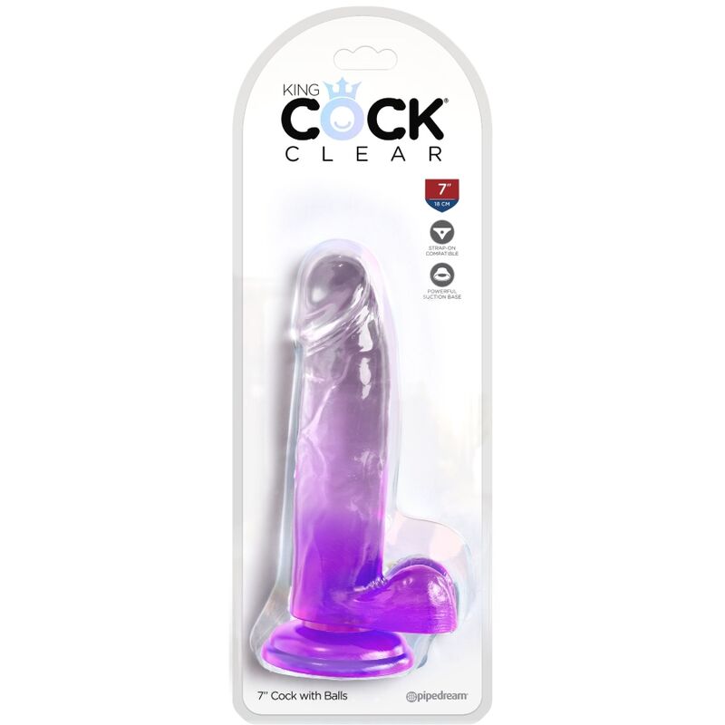 KING COCK - CLEAR REALISTIC PENIS WITH BALLS 15.2 CM PURPLE - Amore24
