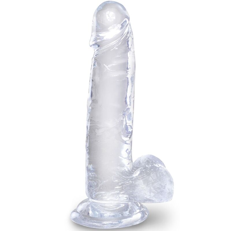 KING COCK - CLEAR REALISTIC PENIS WITH BALLS 15.2 CM TRANSPARENT - Amore24
