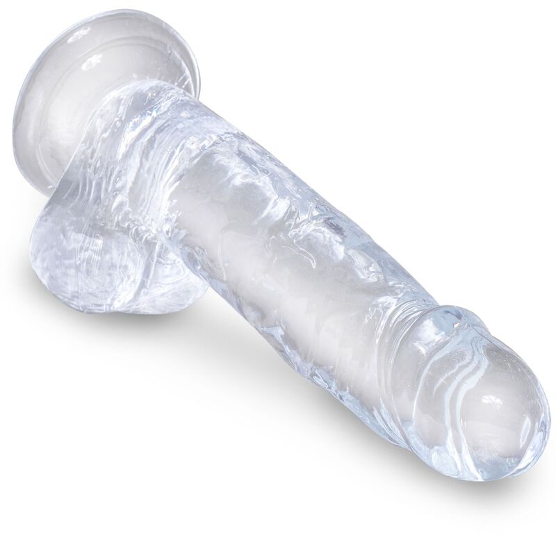 KING COCK - CLEAR REALISTIC PENIS WITH BALLS 15.2 CM TRANSPARENT - Amore24
