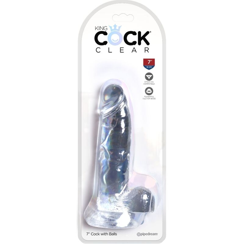KING COCK - CLEAR REALISTIC PENIS WITH BALLS 15.2 CM TRANSPARENT - Amore24