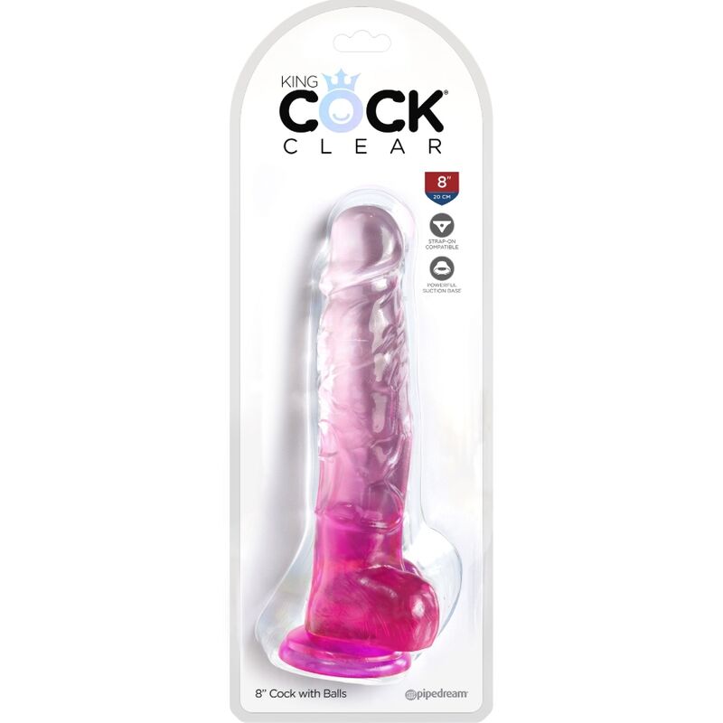 KING COCK - CLEAR REALISTIC PENIS WITH BALLS 16.5 CM PINK - Amore24