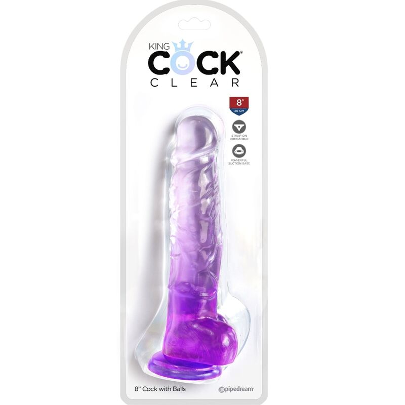 KING COCK - CLEAR REALISTIC PENIS WITH BALLS 16.5 CM PURPLE - Amore24