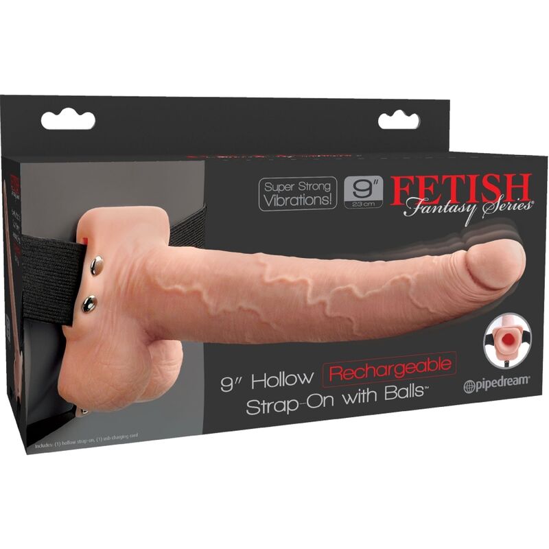 FETISH FANTASY SERIES - ADJUSTABLE HARNESS REALISTIC PENIS WITH BALLS RECHARGEABLE AND VIBRATOR 23 CM - Amore24