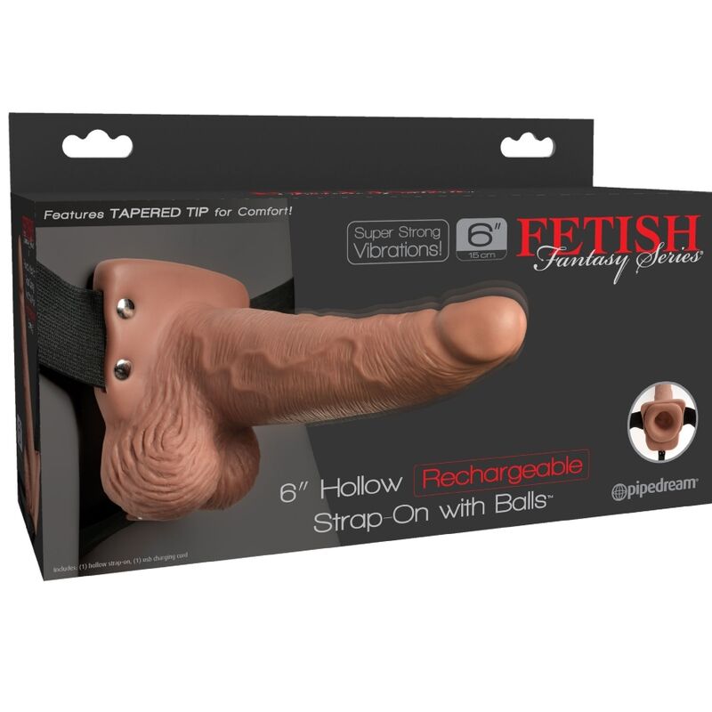 FETISH FANTASY SERIES - ADJUSTABLE HARNESS REALISTIC PENIS WITH RECHARGEABLE TESTICLES AND VIBRATOR 15 CM - Amore24