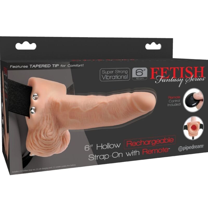 FETISH FANTASY SERIES - ADJUSTABLE HARNESS REMOTE CONTROL REALISTIC PENIS WITH RECHARGEABLE TESTICLES AND VIBRATOR 15 CM - Amore24