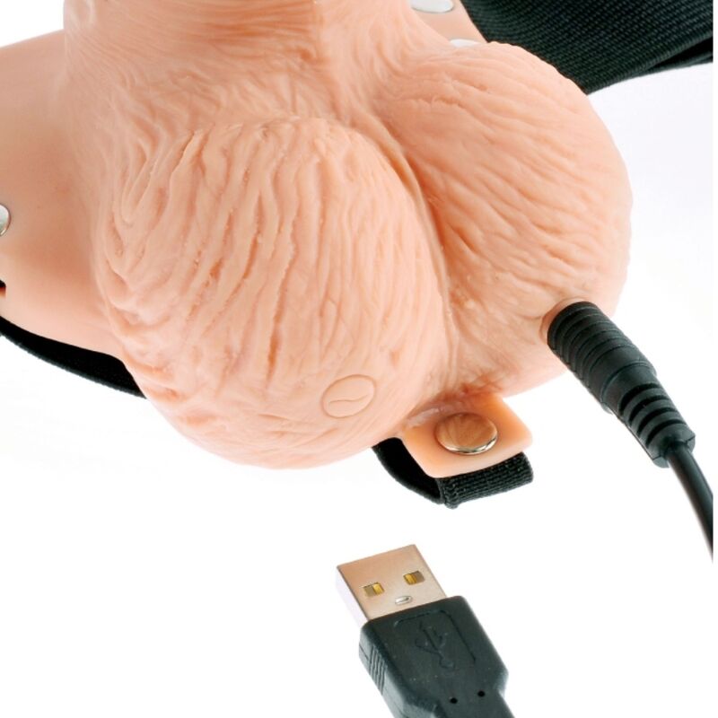 FETISH FANTASY SERIES - ADJUSTABLE HARNESS REMOTE CONTROL REALISTIC PENIS WITH RECHARGEABLE TESTICLES AND VIBRATOR 15 CM - Amore24
