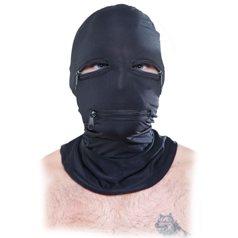 FETISH FANTASY SERIES - HOOD WITH ZIPPERS BLACK - Amore24