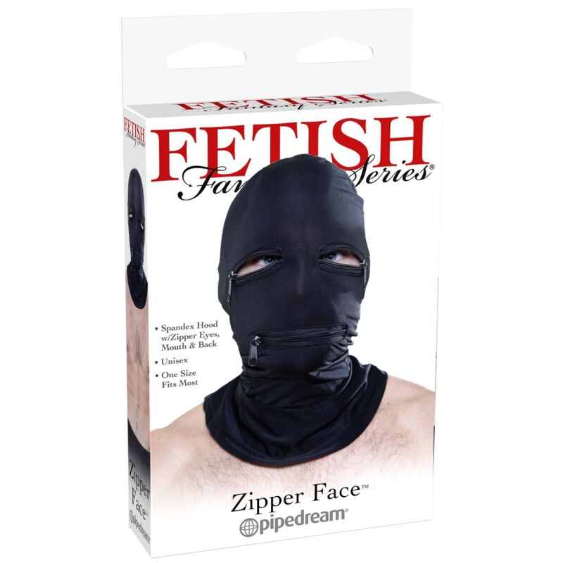 FETISH FANTASY SERIES - HOOD WITH ZIPPERS BLACK - Amore24