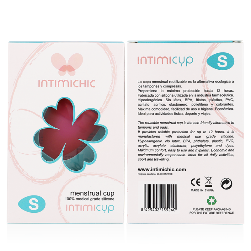 INTIMICHIC - MENSTRUAL CUP MEDICAL GRADE SILICONE - SIZE S - Amore24