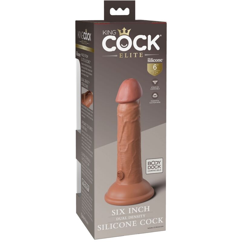 KING COCK - ELITE REALISTIC SILICONE DILDO 15.2 CM CARAMEL - Amore24