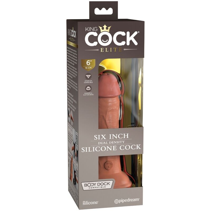 KING COCK - ELITE REALISTIC SILICONE DILDO 15.2 CM CARAMEL - Amore24
