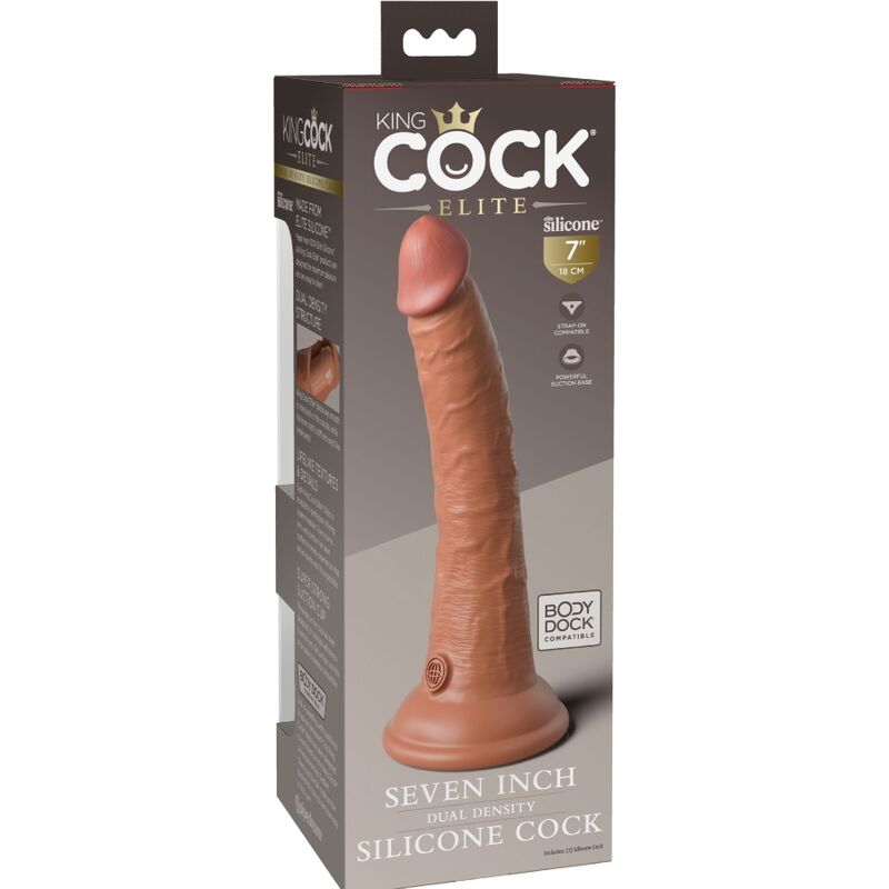 KING COCK - ELITE REALISTIC SILICONE DILDO 17.8 CM CARAMEL - Amore24