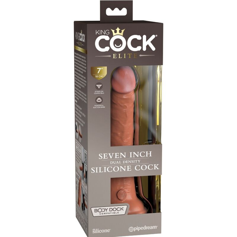 KING COCK - ELITE REALISTIC SILICONE DILDO 17.8 CM CARAMEL - Amore24
