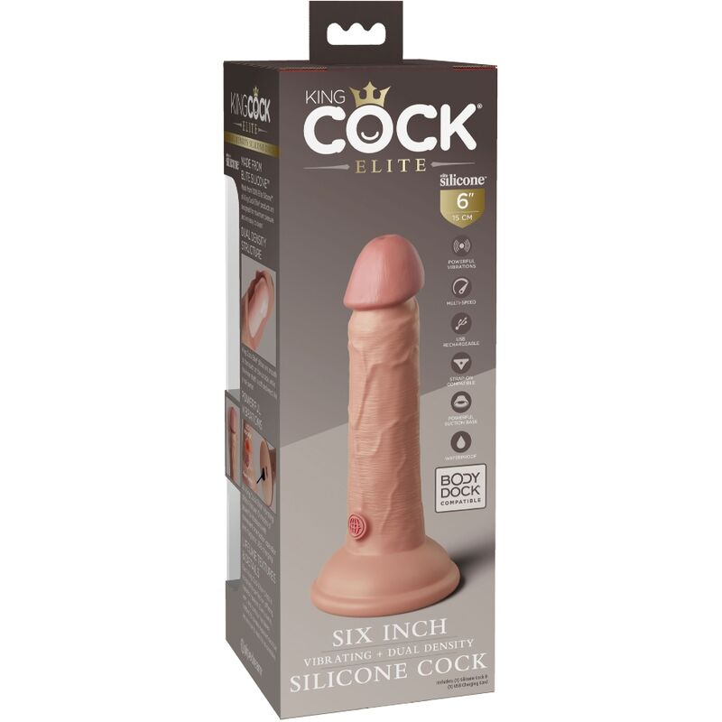 KING COCK - ELITE REALISTIC DILDO VIBRATING & SILICONE 15.2 CM - Amore24