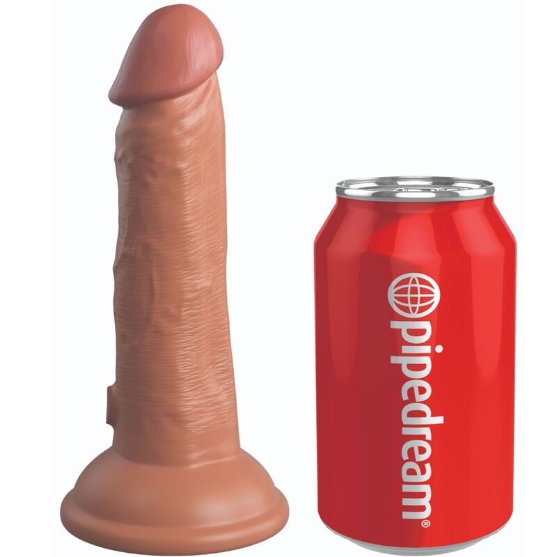 KING COCK - ELITE REALISTIC DILDO VIBRATING & SILICONE 15.2 CM CARAMEL - Amore24