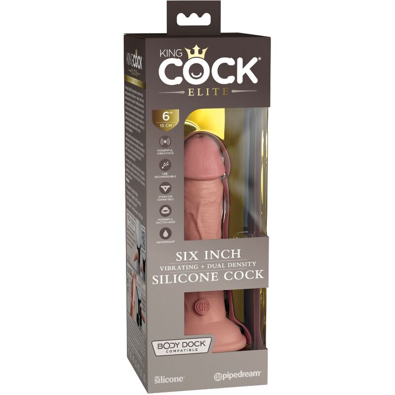 KING COCK - ELITE REALISTIC DILDO VIBRATING & SILICONE 15.2 CM - Amore24