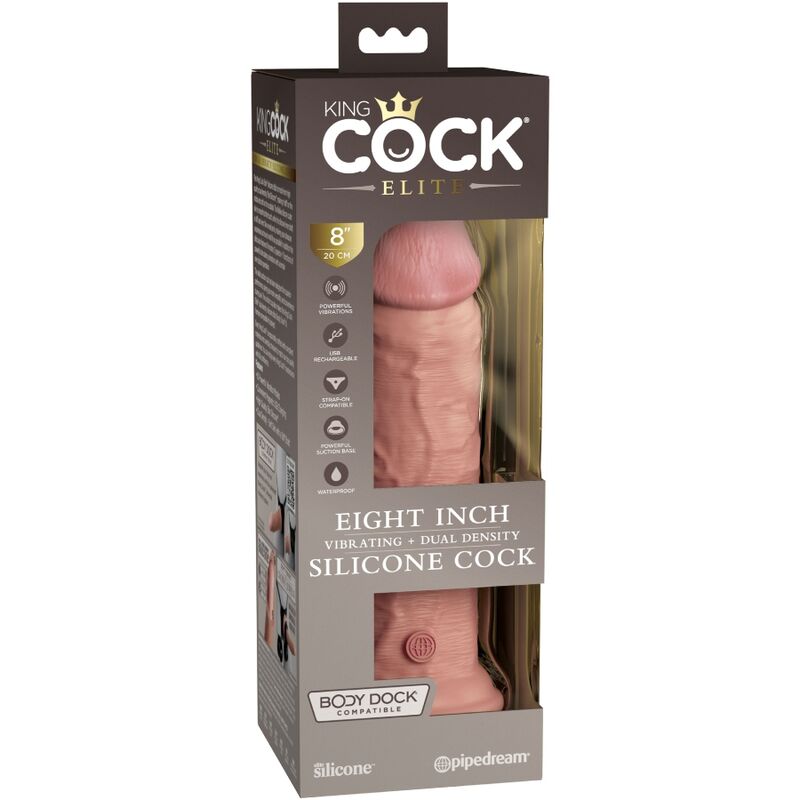 KING COCK - ELITE REALISTIC DILDO VIBRATING & SILICONE 20.3 CM - Amore24