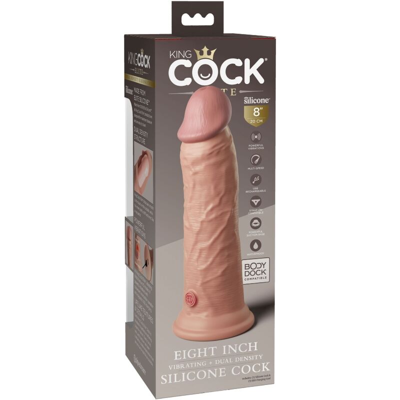 KING COCK - ELITE REALISTIC DILDO VIBRATING & SILICONE 20.3 CM - Amore24